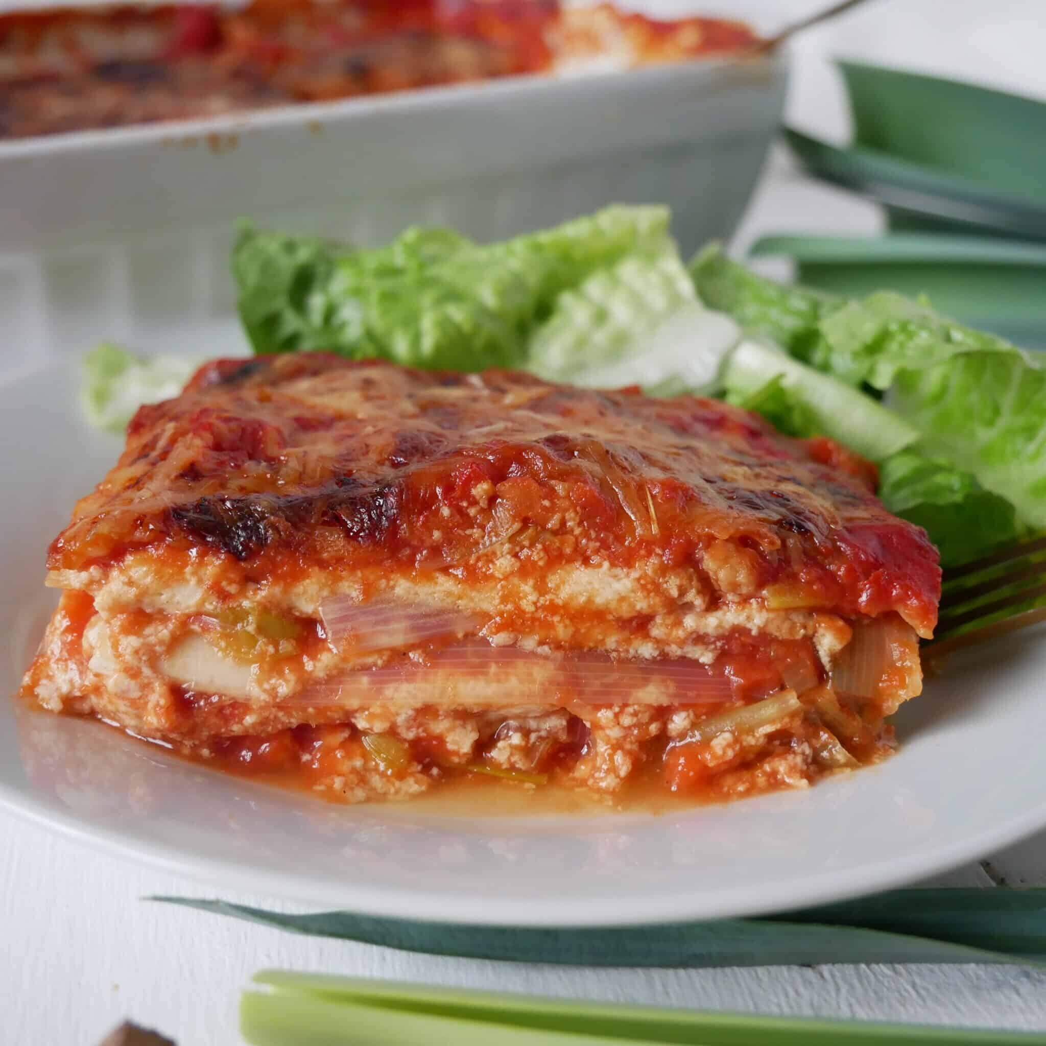 gratin de poireaux façon lasagne sans gluten, végétarien