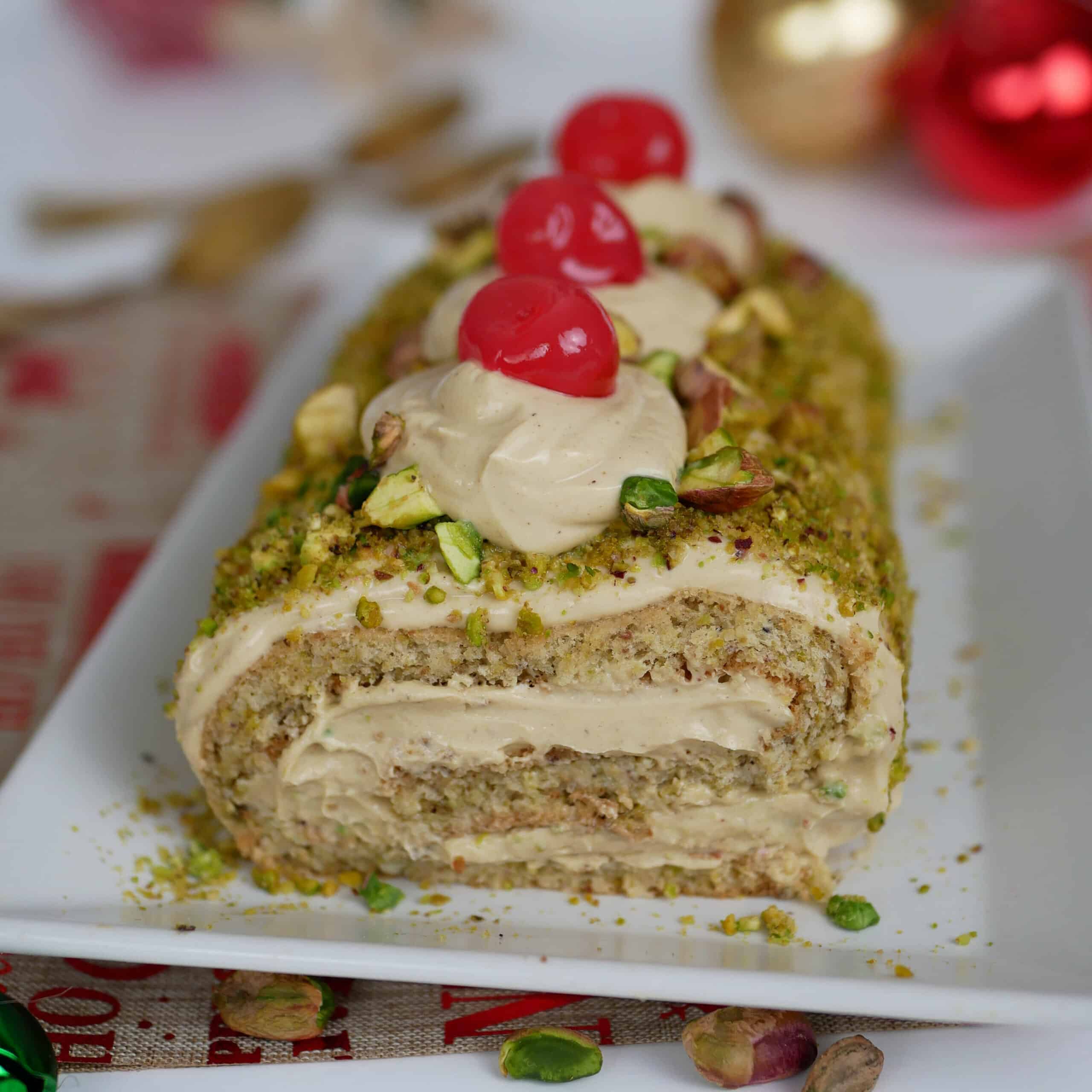 bûche pistache de Noël