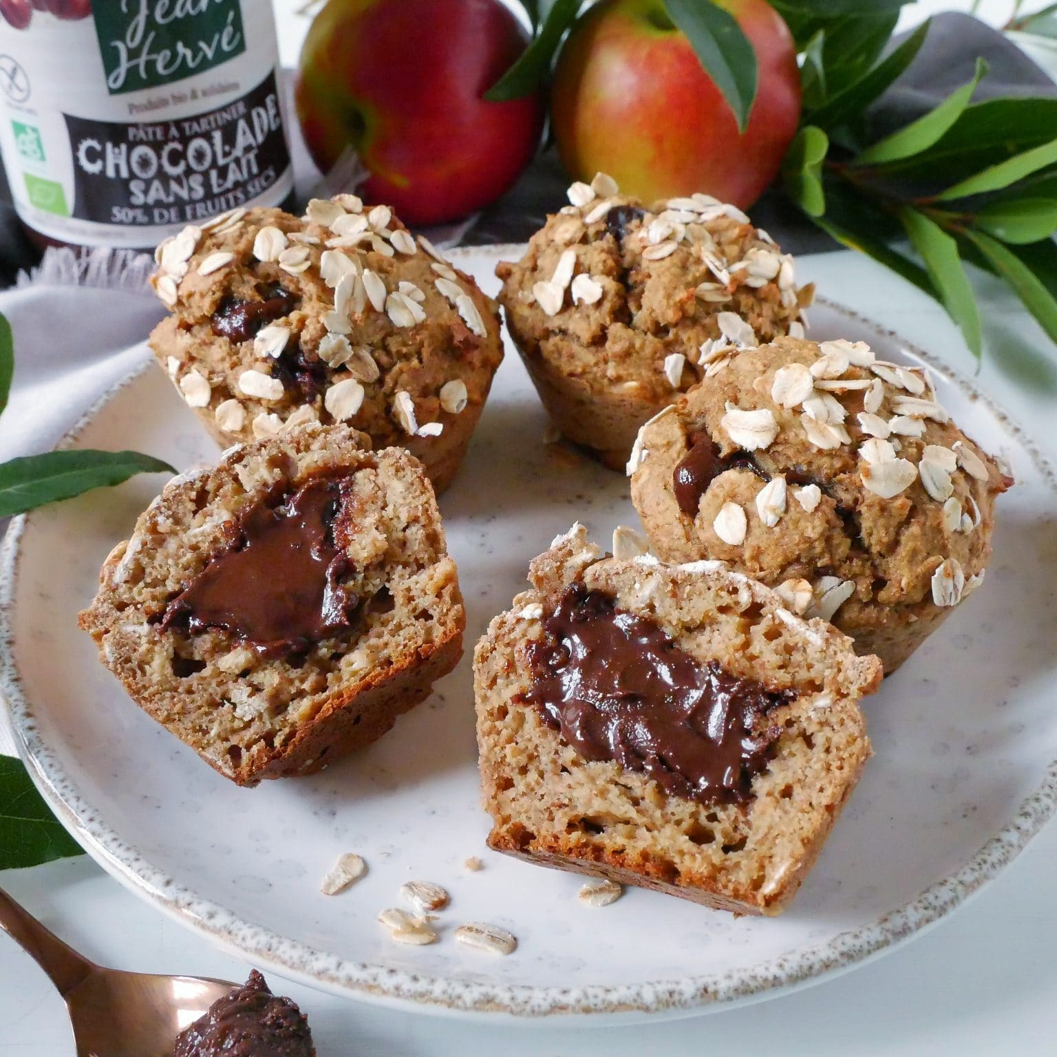 Muffins vegan, farine complète ig bas et compote de pommes saveurhealthy