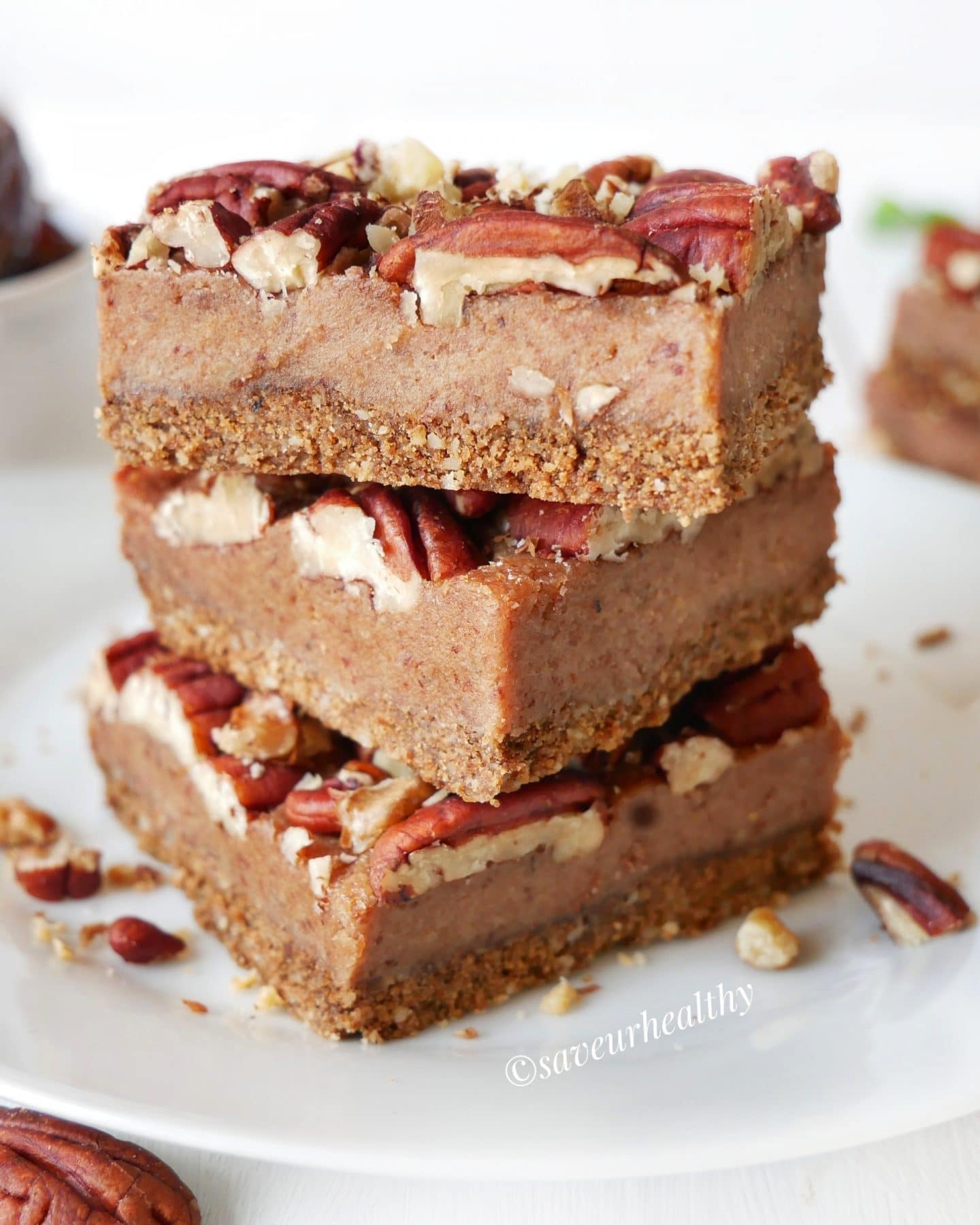 TARTE AUX NOIX DE PECAN ET SON CARAMEL DE DATTES ( sans gluten, sans lactose, vegan) saveurhealthy