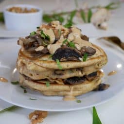 pancake champignons, noix & chèvre