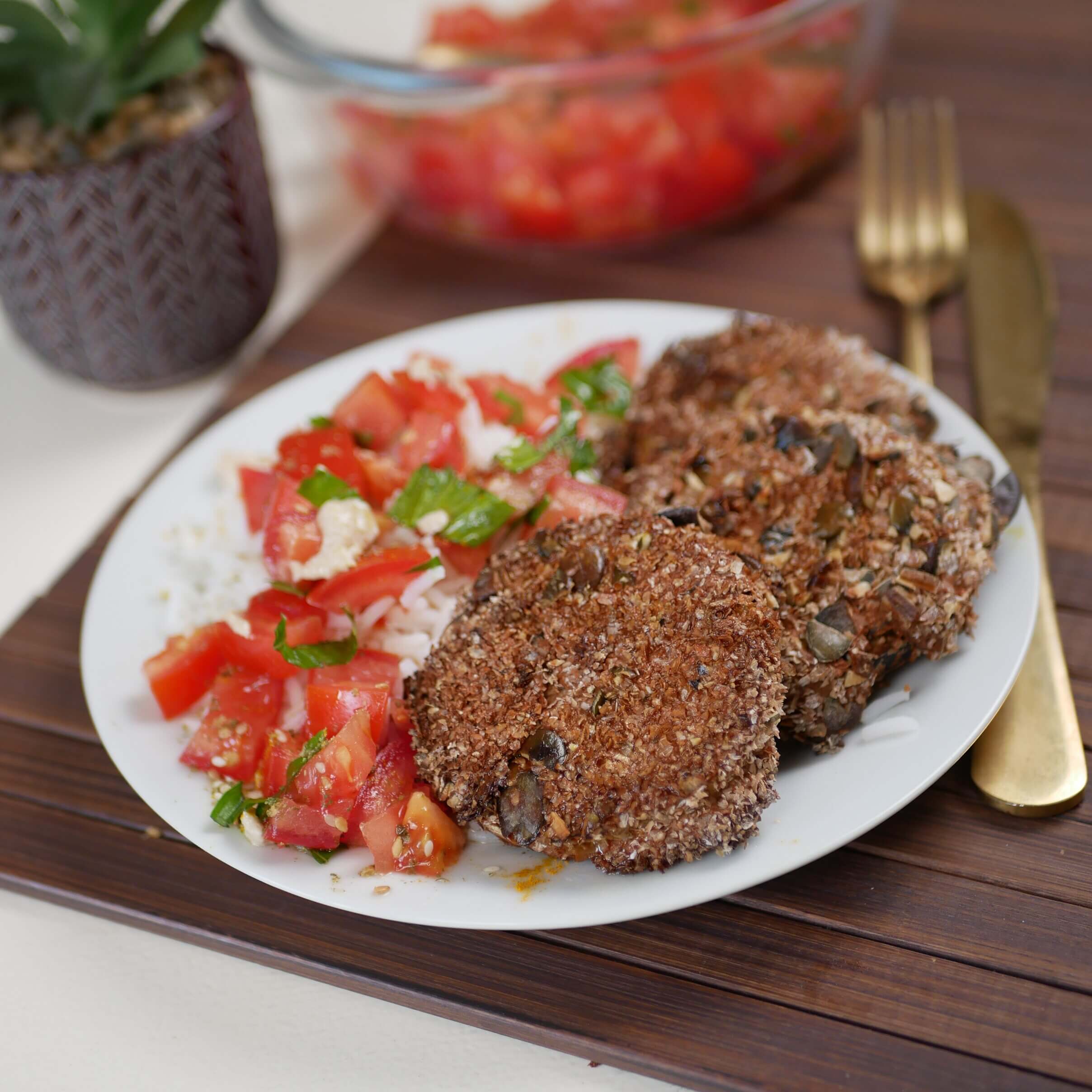 aubergine panée au four, healthy, allégée, ig bas, sans gluten