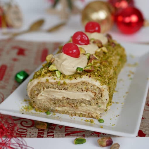 bûche à la pistache de noël