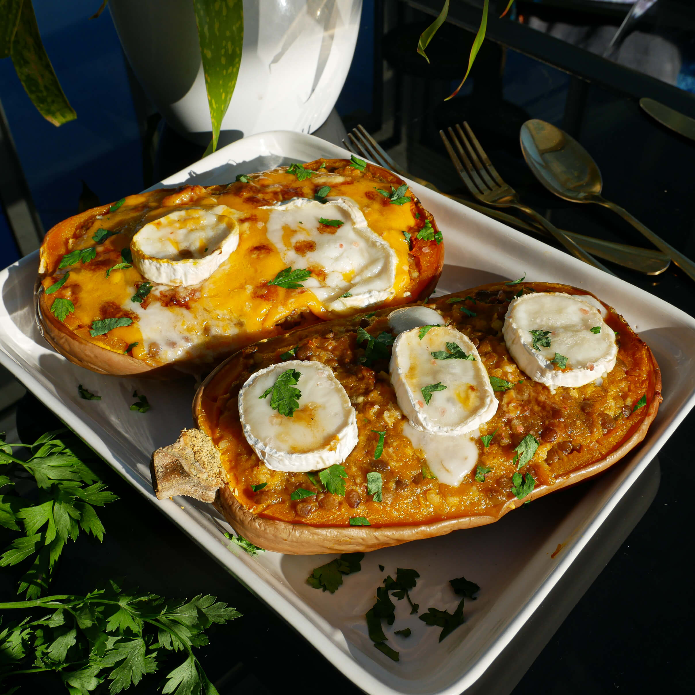 butternut farcie aux lentilles