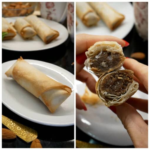 rouleaux de feuilles de brick à la frangipane